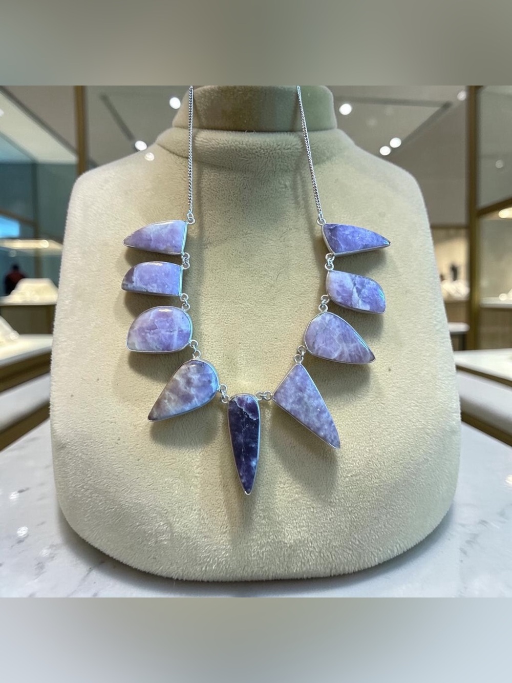 Purple Lepidolite Crystal Statement Necklace